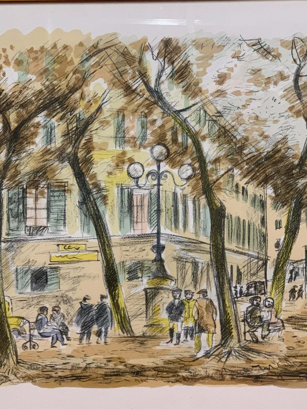 Lithograph Of City Landscape By Michele Cascella, 1950s photo furniture