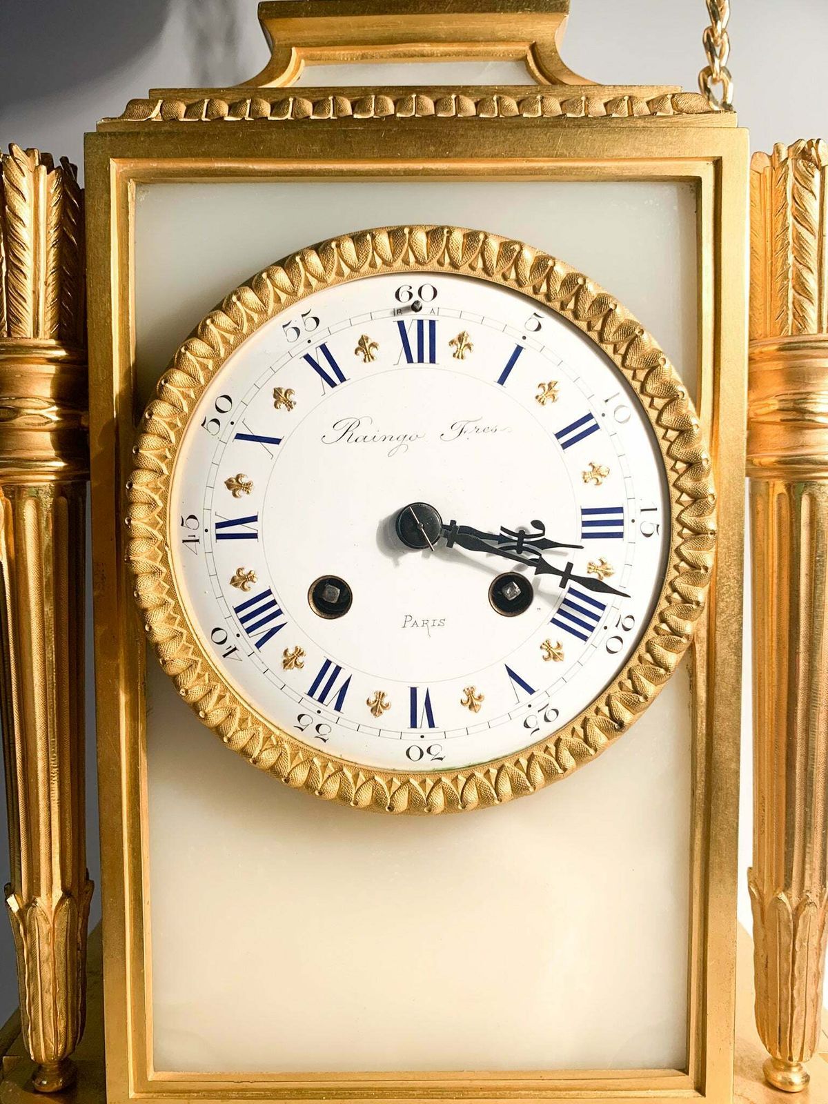 Raingo Frères Louis XVI Style Table Clock In Alabaster And Gilt Bronze From 1800 photo vinterior