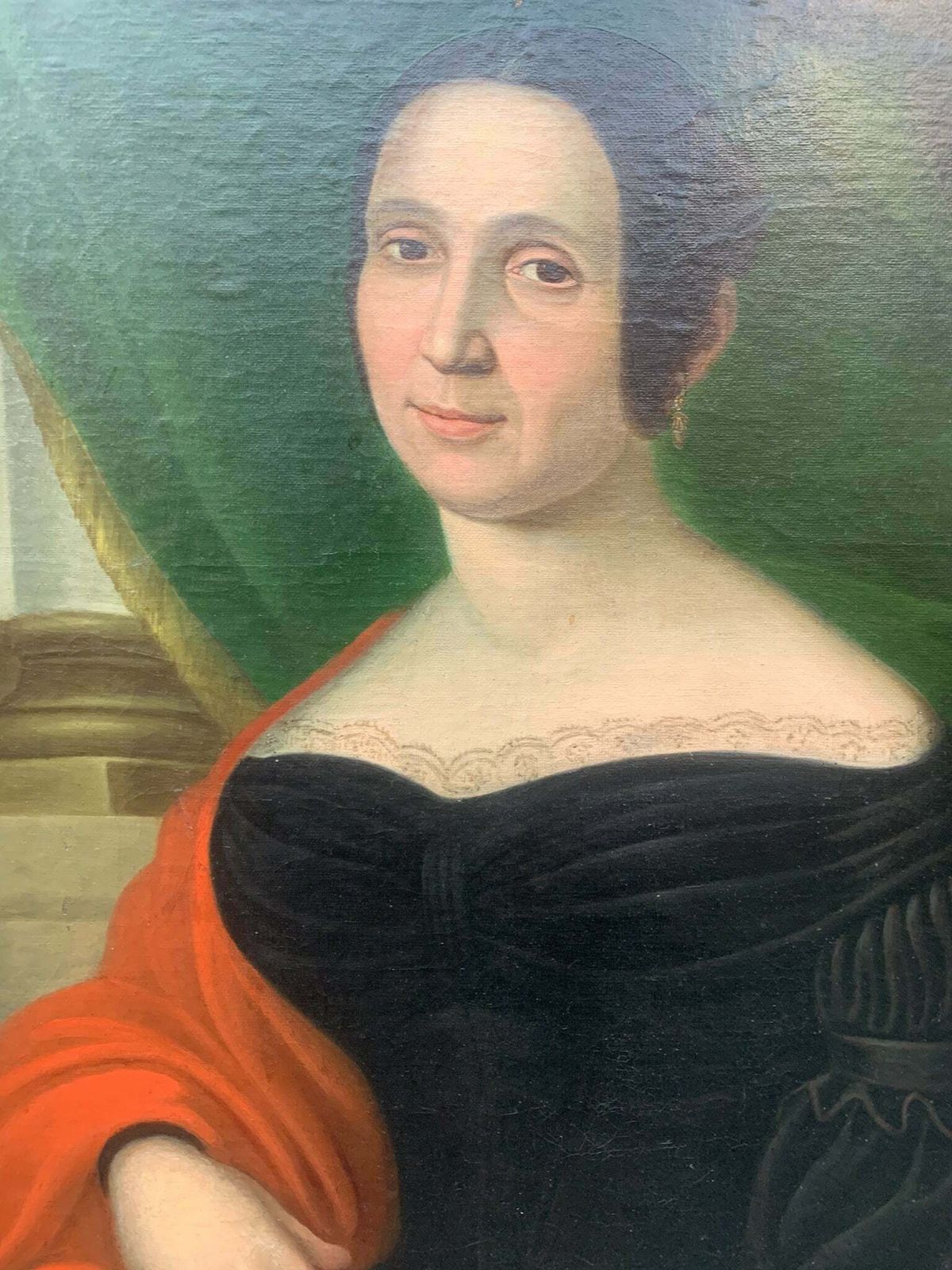 Pair Of Oil On Canvas Paintings Of Ladies And Gentlemen From The 19th Century photo vintage