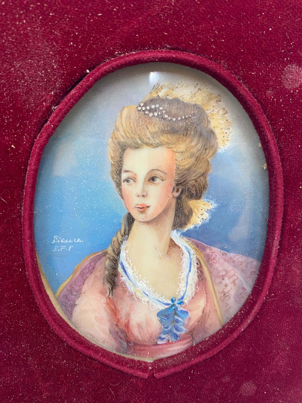 Pair Of Retouched Miniatures Depicting Ladies, Created In The 60's photo Art