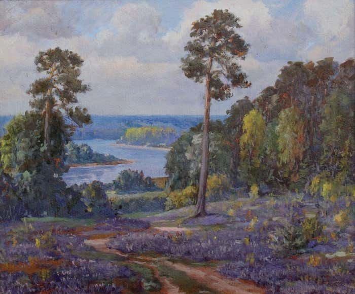 Reinhold Kasparsons Landscape. 1937, Oil On Cardboard, 34x40 Cm