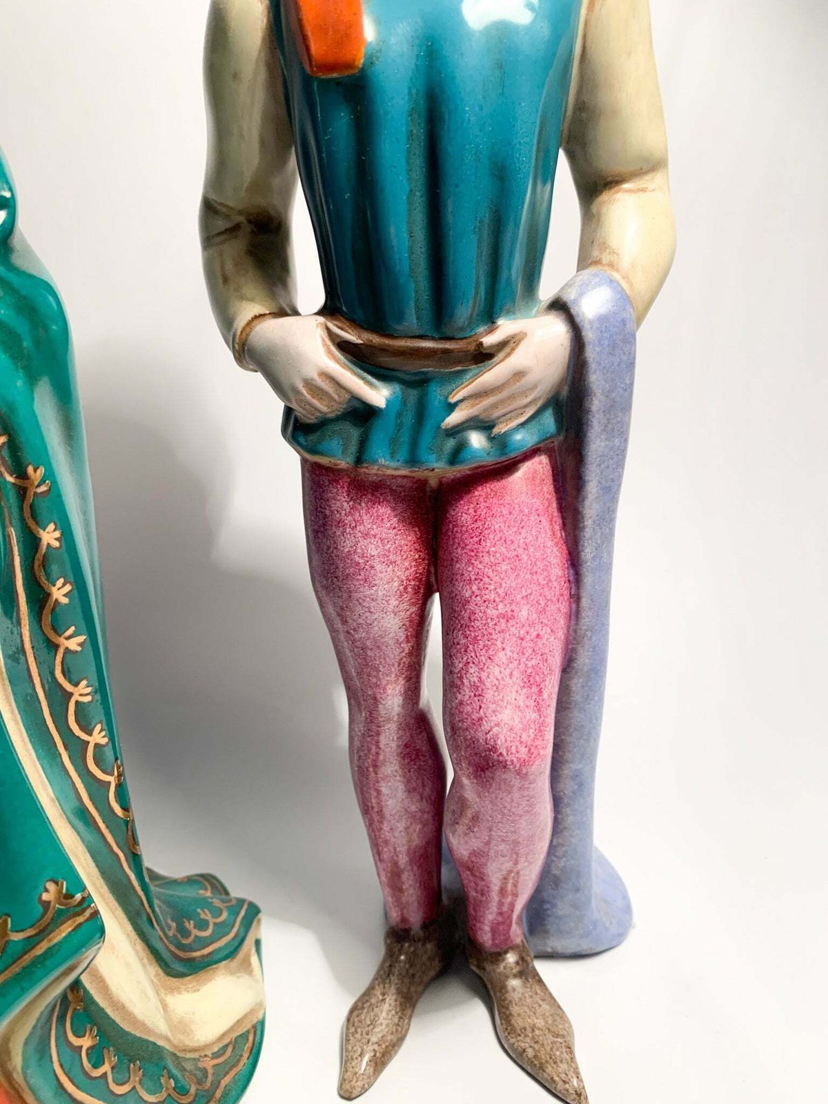 Pair Of Ceramic Lady And Gentleman Figurines By Zaccagnini From The 1940s photo for sale