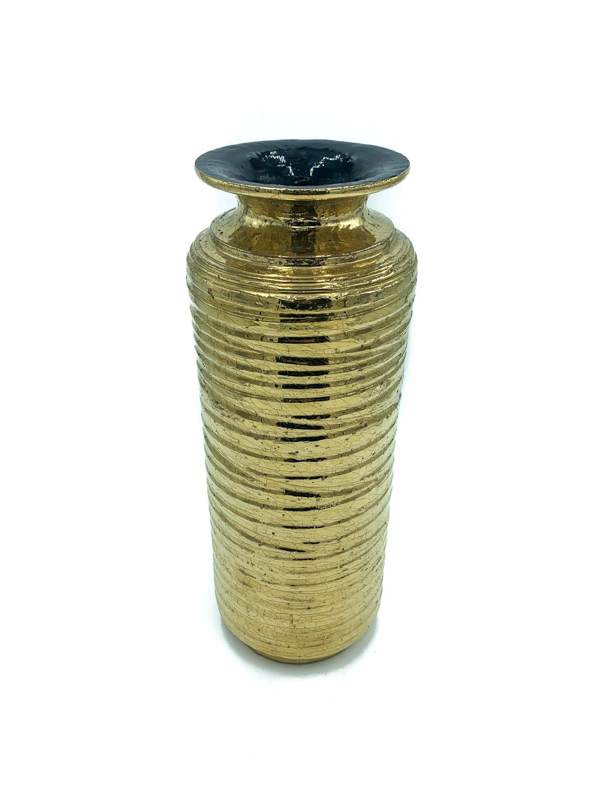 Pair Of Golden Ceramic Vases 1980 photo for sale
