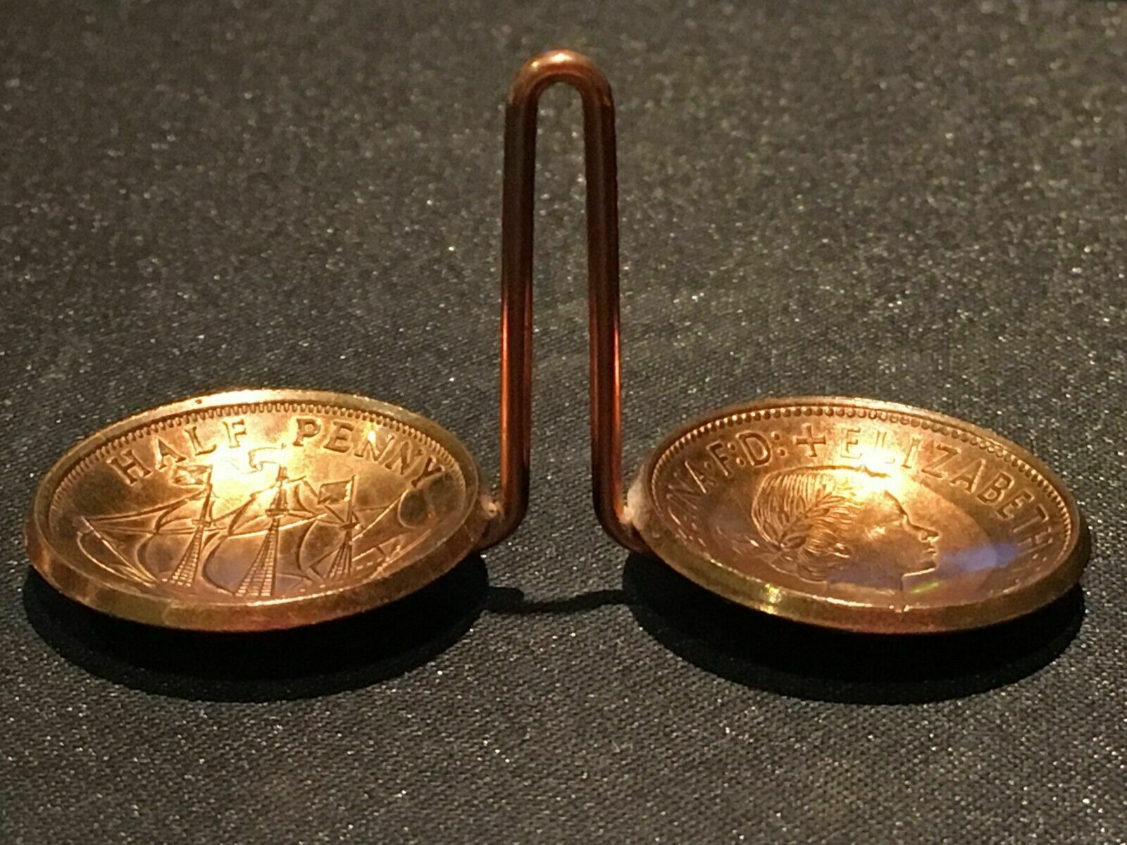Vintage 1964 'Half Penny' Gold Plated Miniature Scales photo for sale