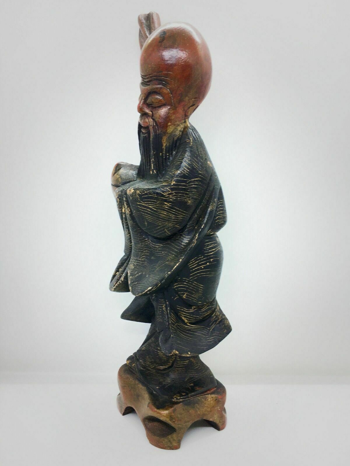 Antique Chinese/Oriental Copper Red With Black Lacquered And Gilt Root Wood Wise photo furniture