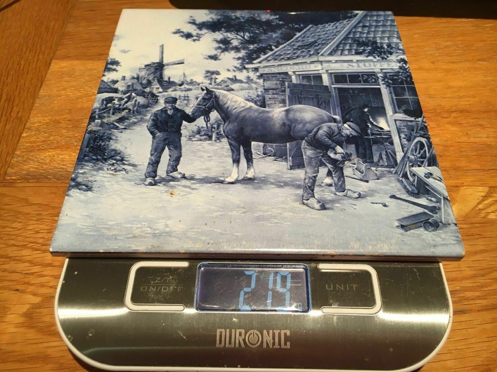 Delft Holland Ter Steege Bv Tile    Windmill Horse Farrier Pattern    1984 photo furniture
