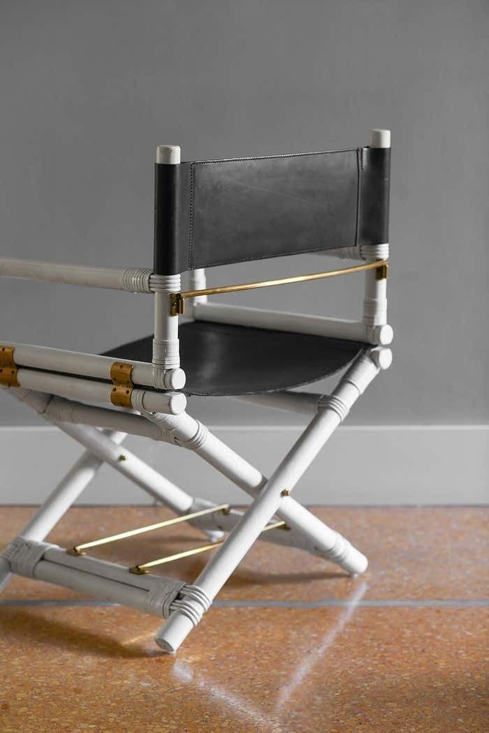 photo for sale Lyda Levi Mcguire Director's Chair In Wood And Leather With Brass Details, 1970