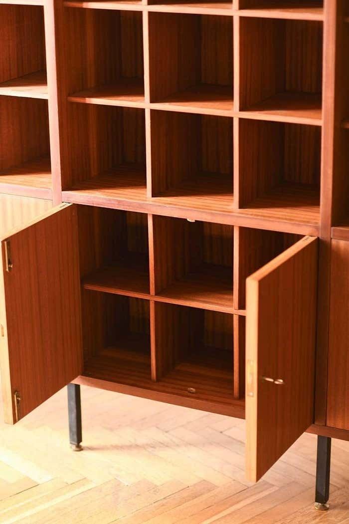Wooden Credenza With Modular Shelves And Doors, Italy 1960 photo Furniture