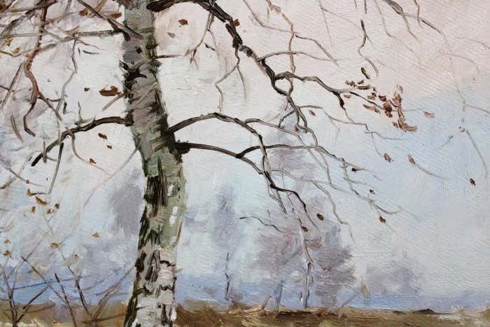 Edgars Vinters Birches. 1957, Oil On Cardboard, 45x60 Cm photo vinterior