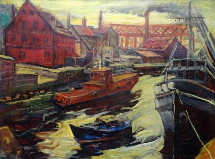 Jadviga Zjilvinska Channel. 1965, Canvas, Oil, 80x100 Cm