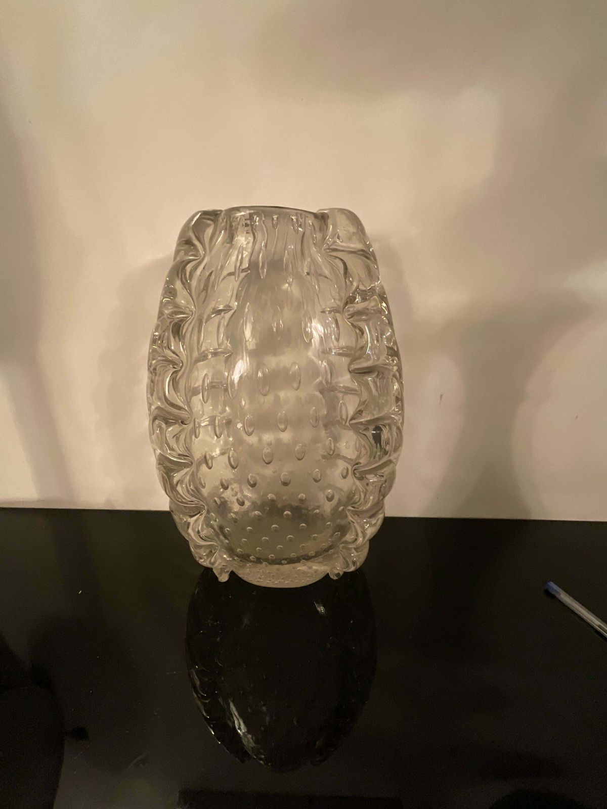 Barovier & Toso   Heavy Murano Glass Vase With Air Bubbles From The 1940s. photo furniture