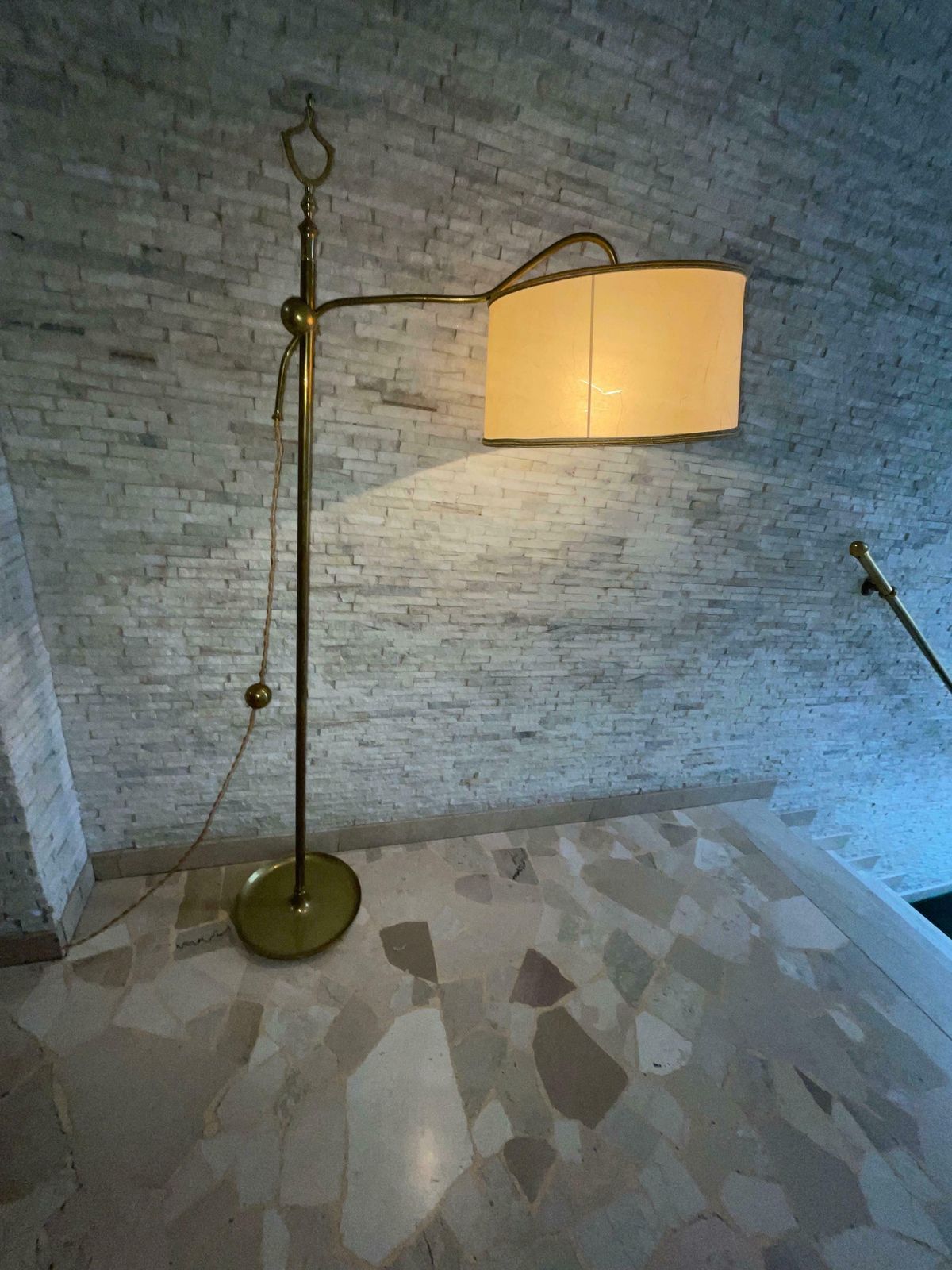 Stilnovo   Floor Lamp   Brass And Faux Parchment   1950s photo buy