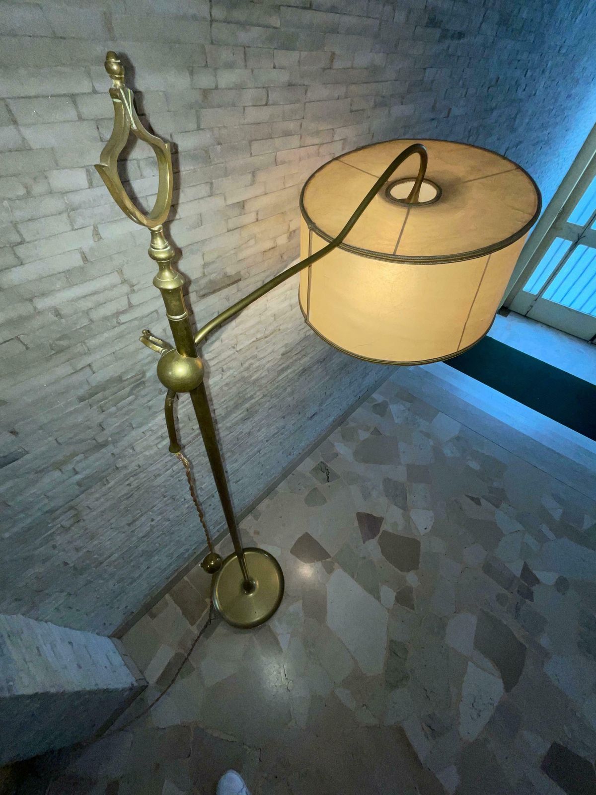 photo furniture Stilnovo   Floor Lamp   Brass And Faux Parchment   1950s