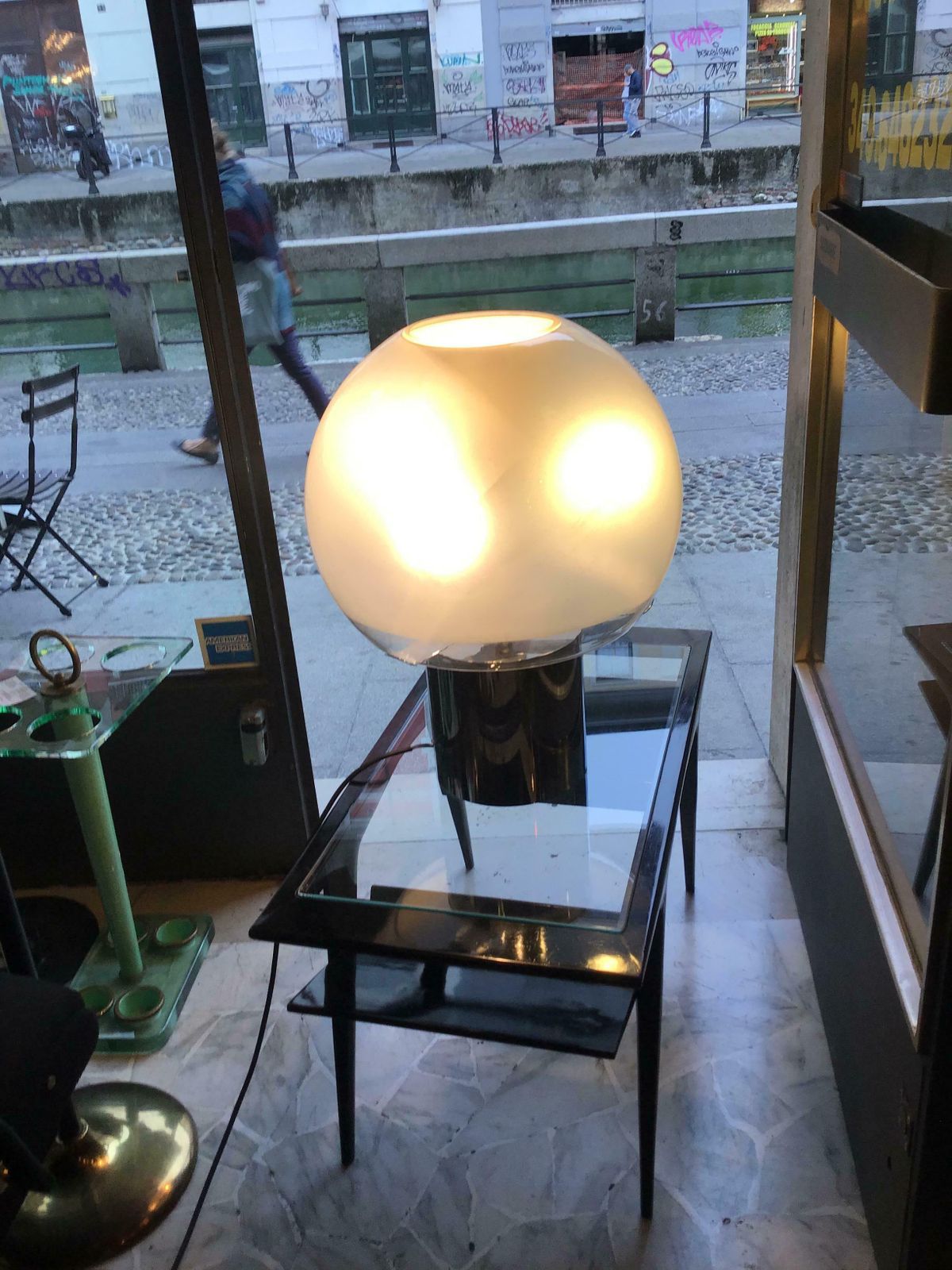 Lighting Azucena “Porcino” Luigi Caccia Dominioni 1966, Crome Plated Brass Blown Glass It photo