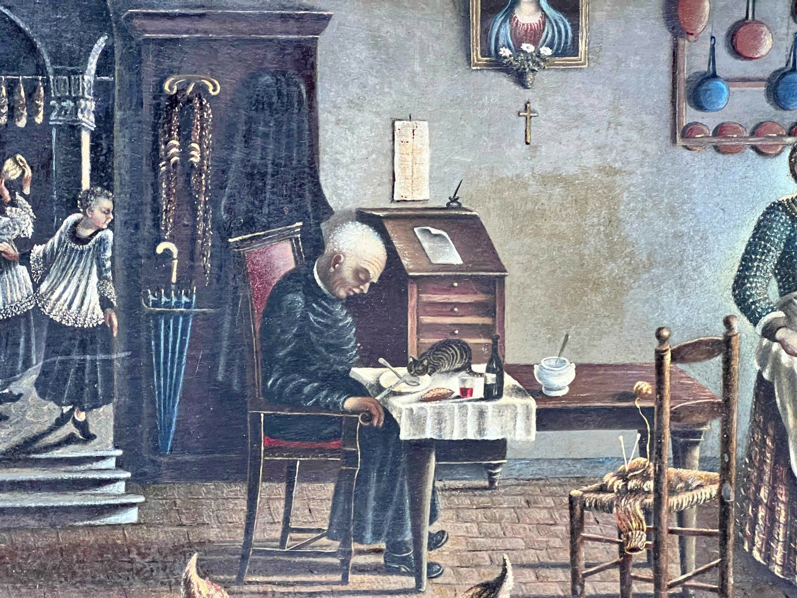Painting "Sins Of Gluttony" By E. Benelli From 1944 photo furniture