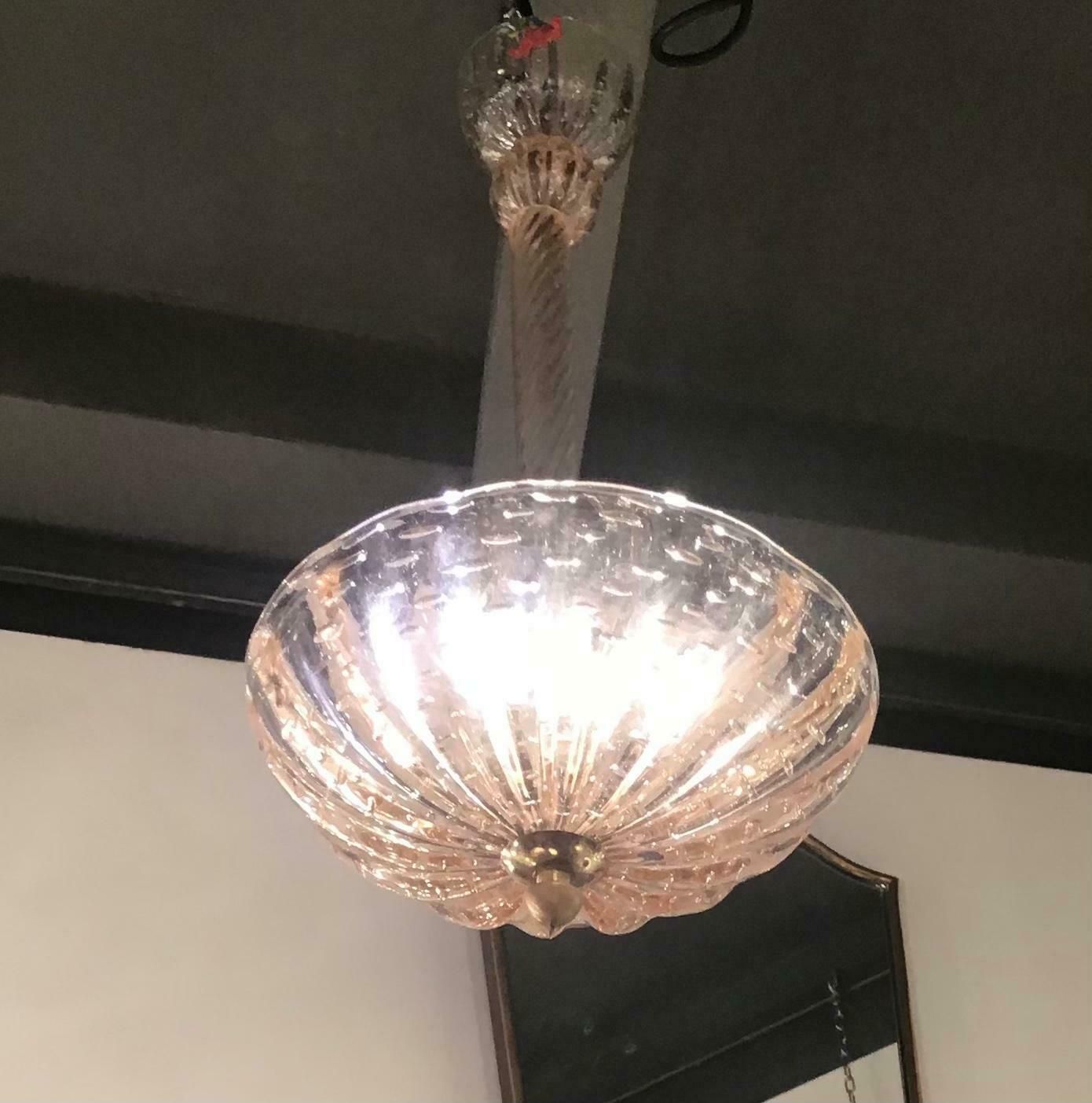 photo vinterior Barovier And Toso Pink Brass Glass Chandelier From 1940 Italy