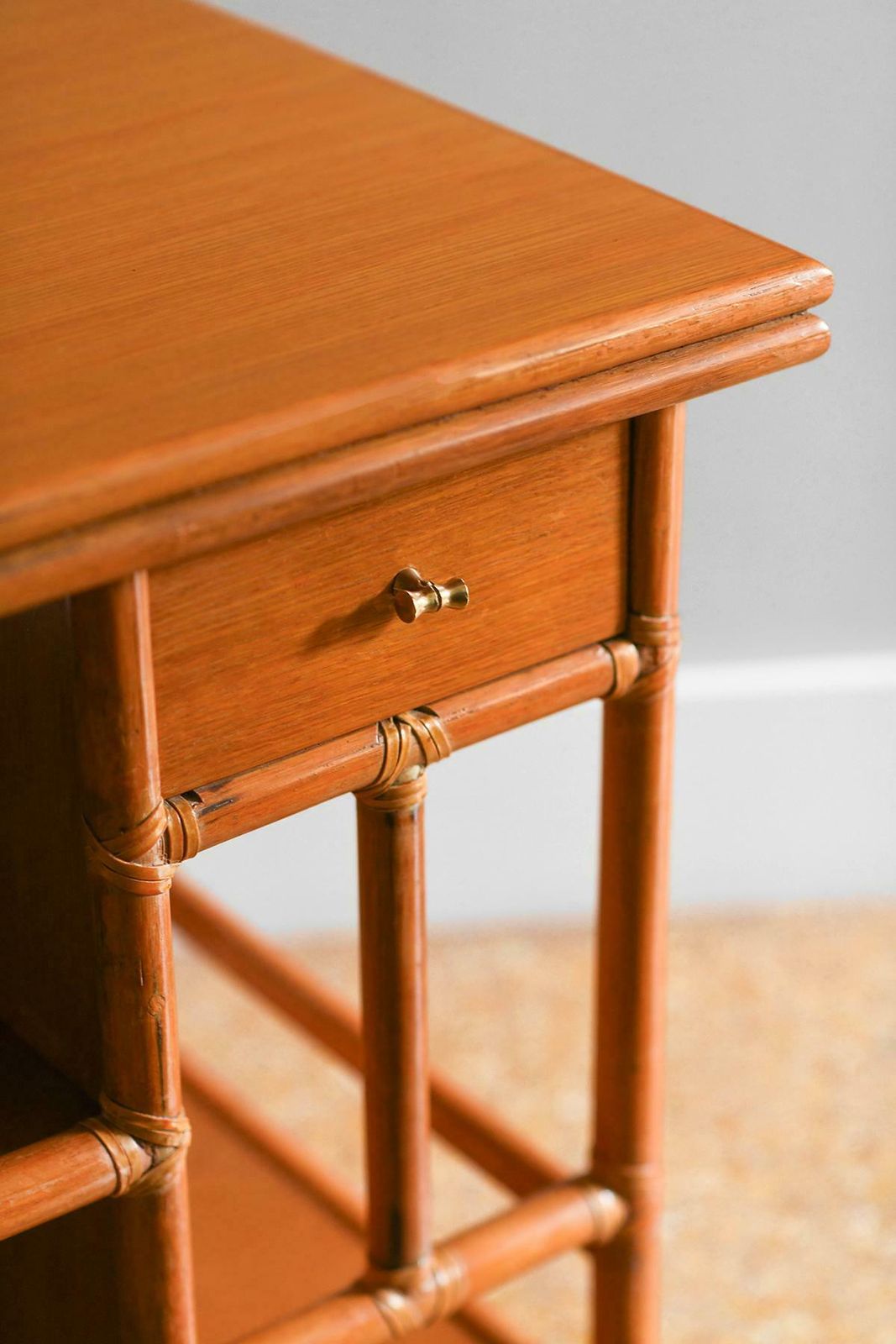 1970s Mcguire Cart Server Buffet In Rattan With Extendable Wooden Top And Wheels photo 4089.0