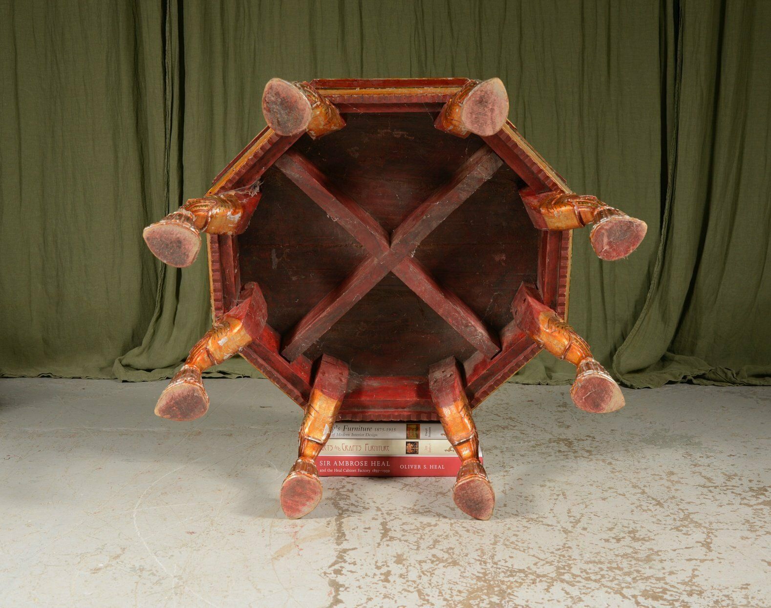 photo for sale An Indian Painted And Gilt Decorated Bajot Table   C.1920