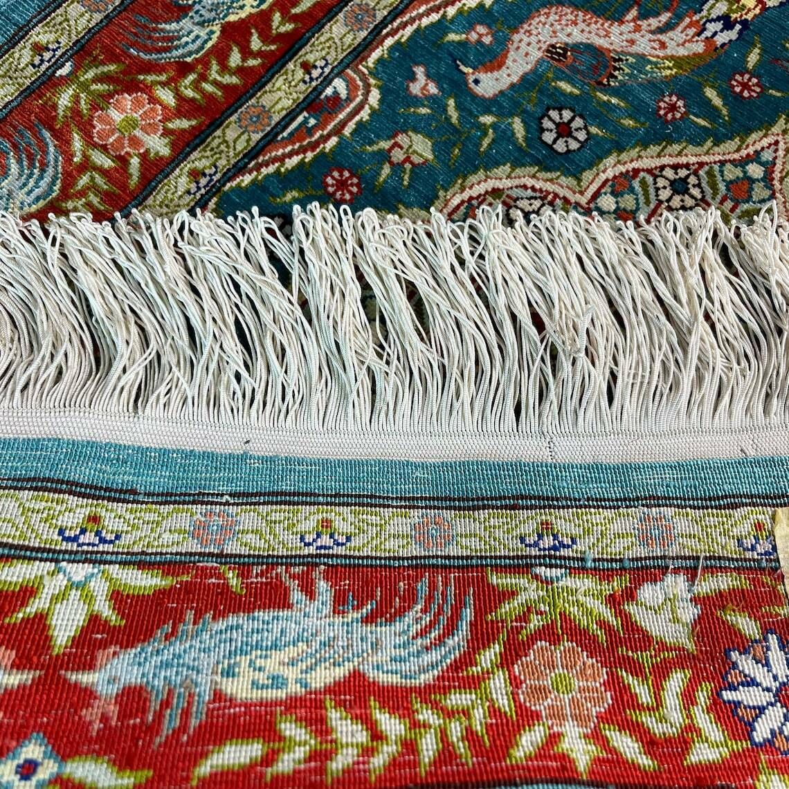photo furniture 1960s Turkish Hereke Silk Rug , 78 X 52 Cm