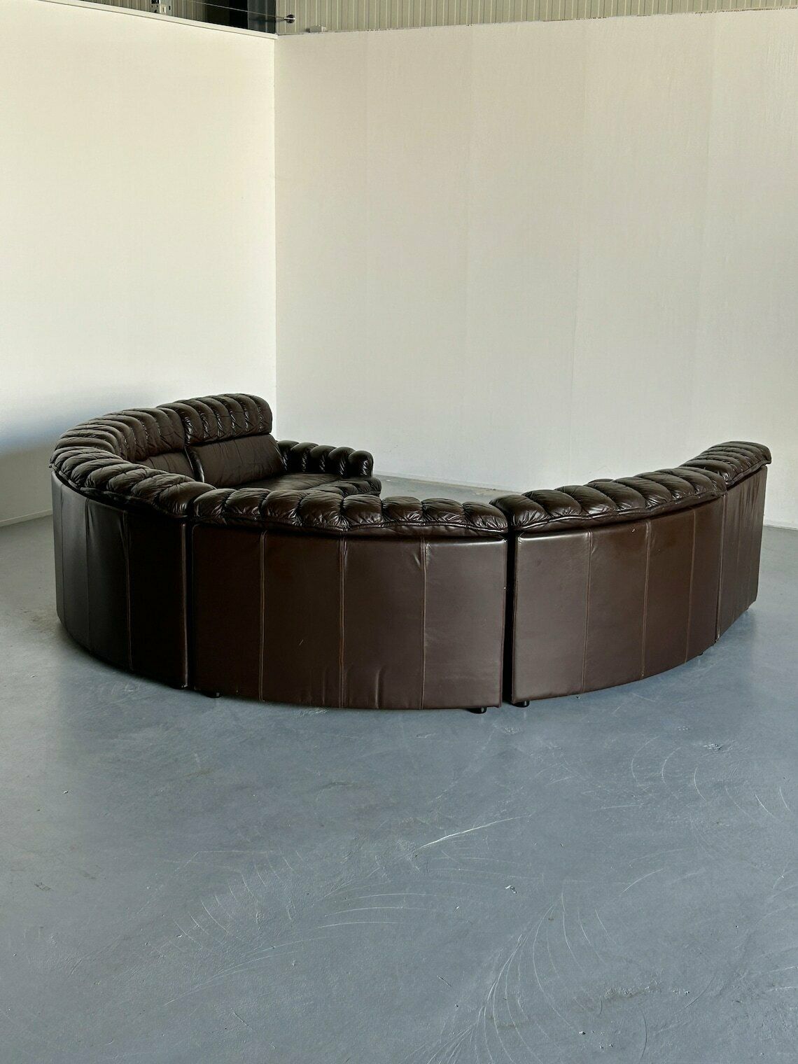 Mid Century Modern Leather Sectional Snake Sofa In The Style Of De Sede Ds 600 Non Stop, 1970s West Germany Modular Seating Set photo vinterior