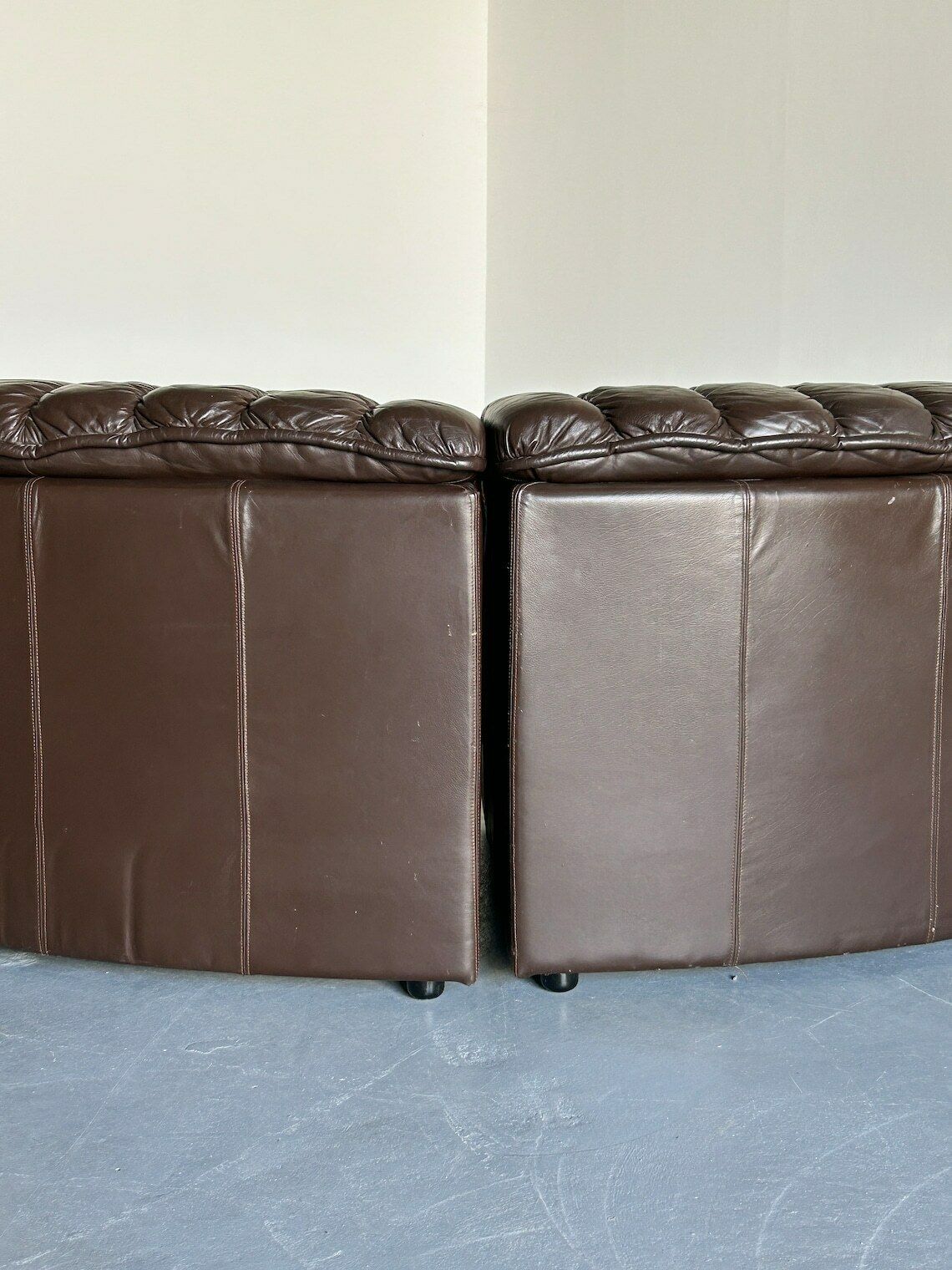 photo furniture Mid Century Modern Leather Sectional Snake Sofa In The Style Of De Sede Ds 600 Non Stop, 1970s West Germany Modular Seating Set