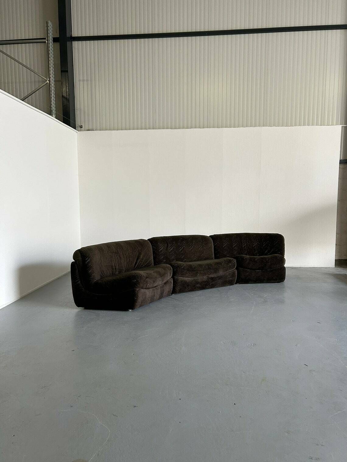 Vintage Mid Century Modern Curved Modular Sofa In Style Of Vladimir Kagan, Attributed To Wittmann, Austria / 1970s Sectional Serpentine Sofa