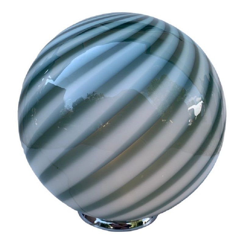 Contemporary Milky Green Sphere In Murano Glass Swirl Table Lamp