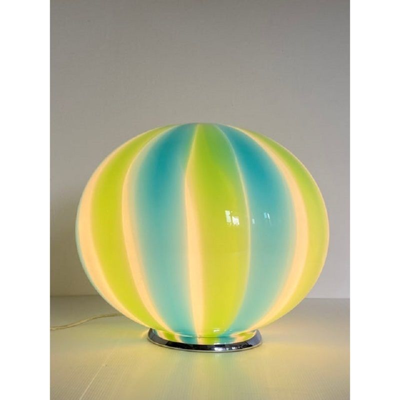 Contemporary Milky, Blue And Green Sphere Table Lamp In Murano Glass photo 3600.0