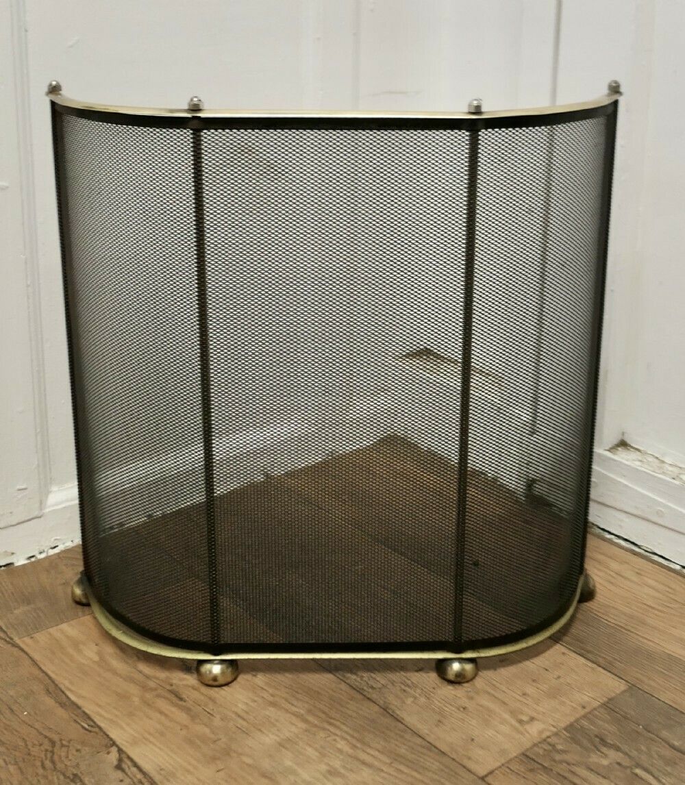 Curved Brass And Iron Nursery Fire Guard
