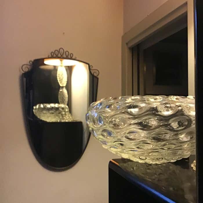 Gio' Ponti Mirror Brass Wood Glass 1950 Italy photo vinterior