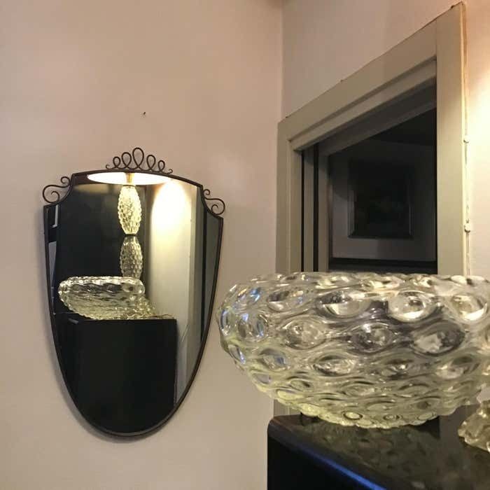 Gio' Ponti Mirror Brass Wood Glass 1950 Italy photo buy