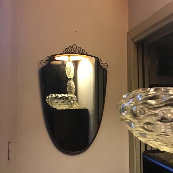 Gio' Ponti Mirror Brass Wood Glass 1950 Italy photo vintage