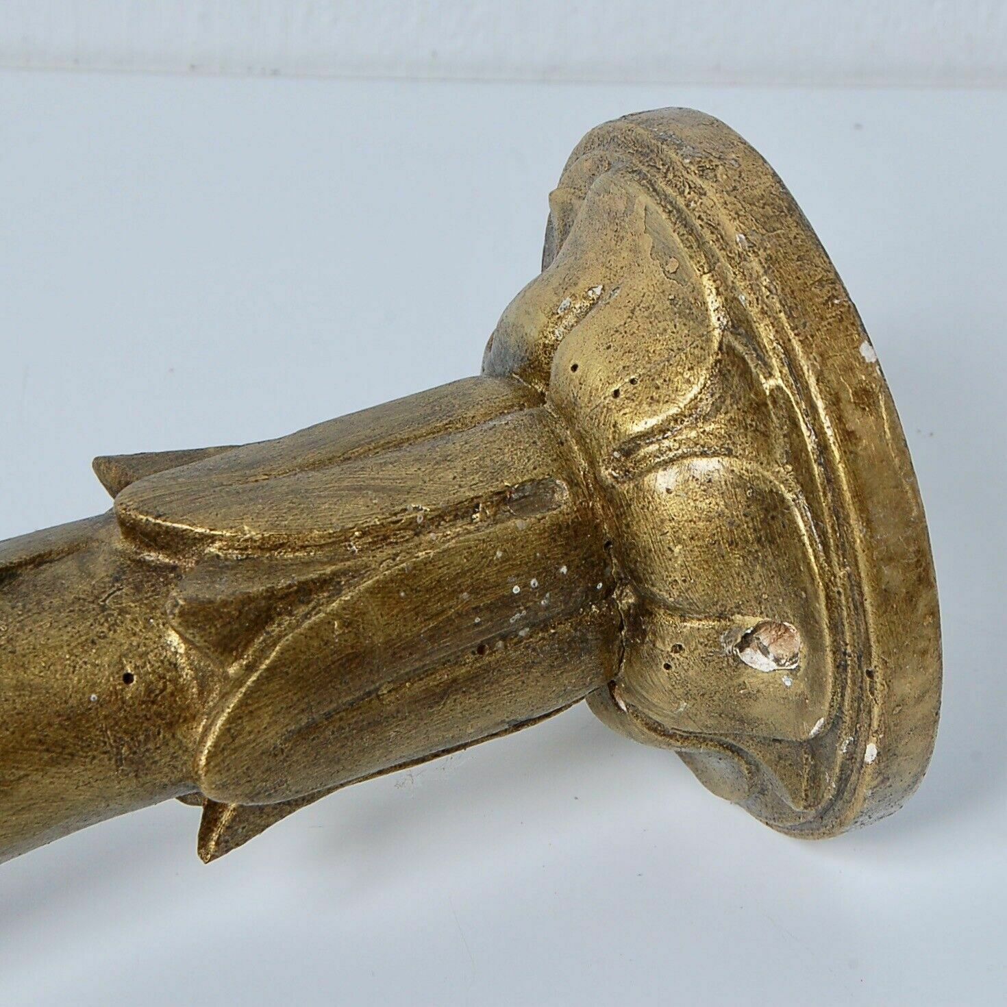 photo for sale Old Wall Candle Holder From The 19th Century With An Ecclesiastical Gilded Wooden Arm