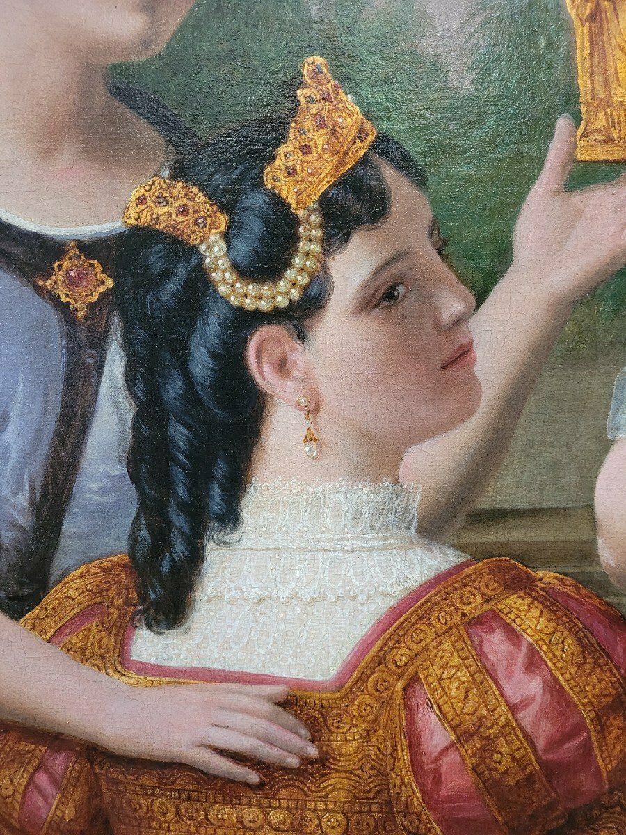 Beautiful Ladies, Large 214 Cm Oil On Canvas, 19th Century photo vinterior