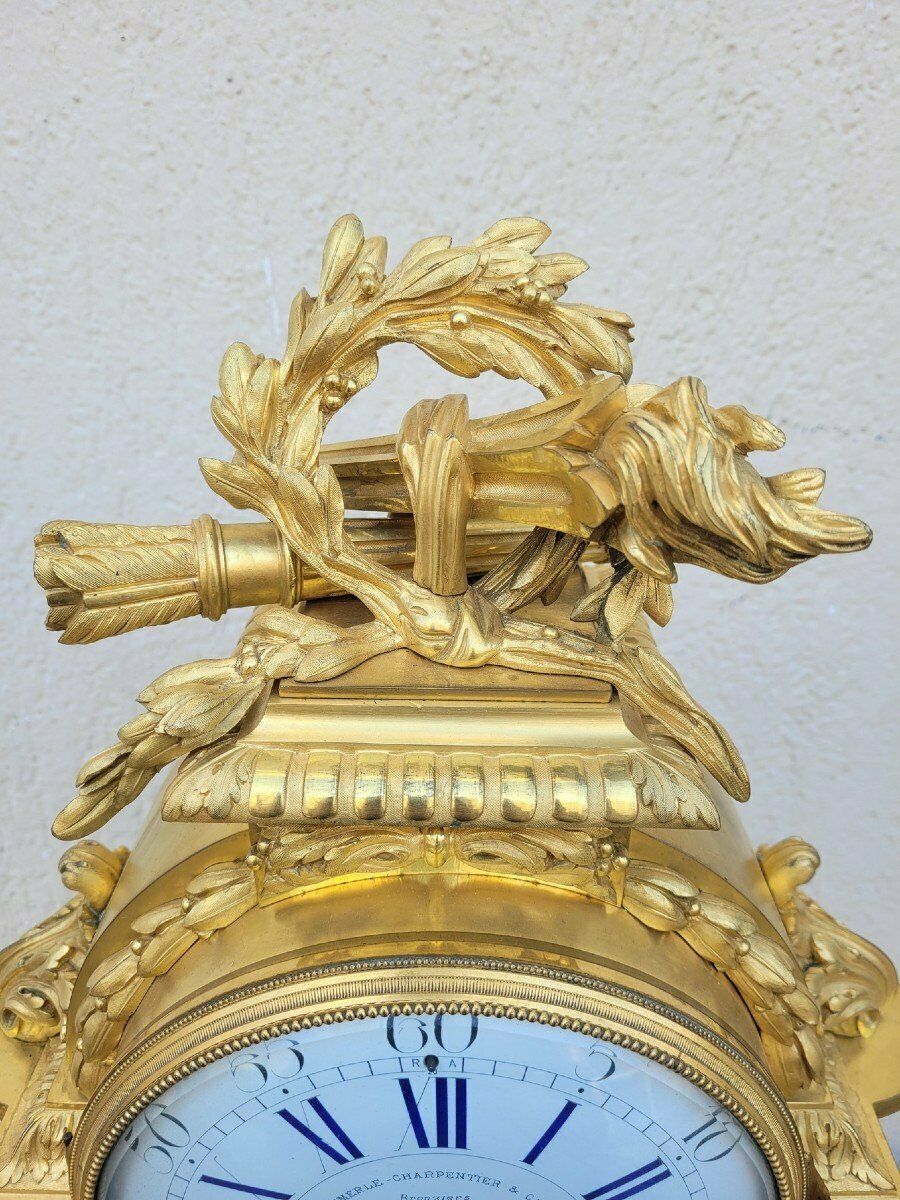 Clock In Gilt Bronze And Marble, Charpentier, Napoleon III, 19th Century photo furniture