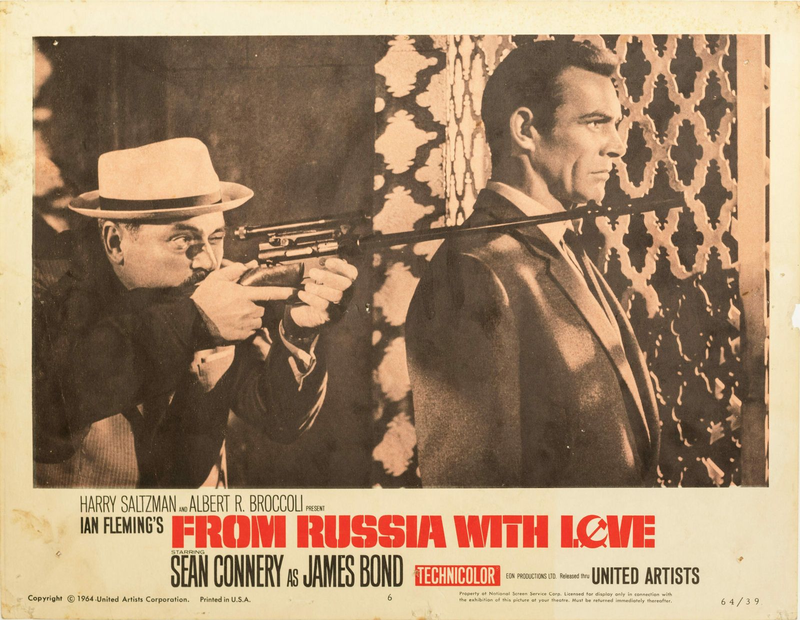 From Russia With Love 1963 Vintage Lobby Card #1 Brown Framed photo furniture