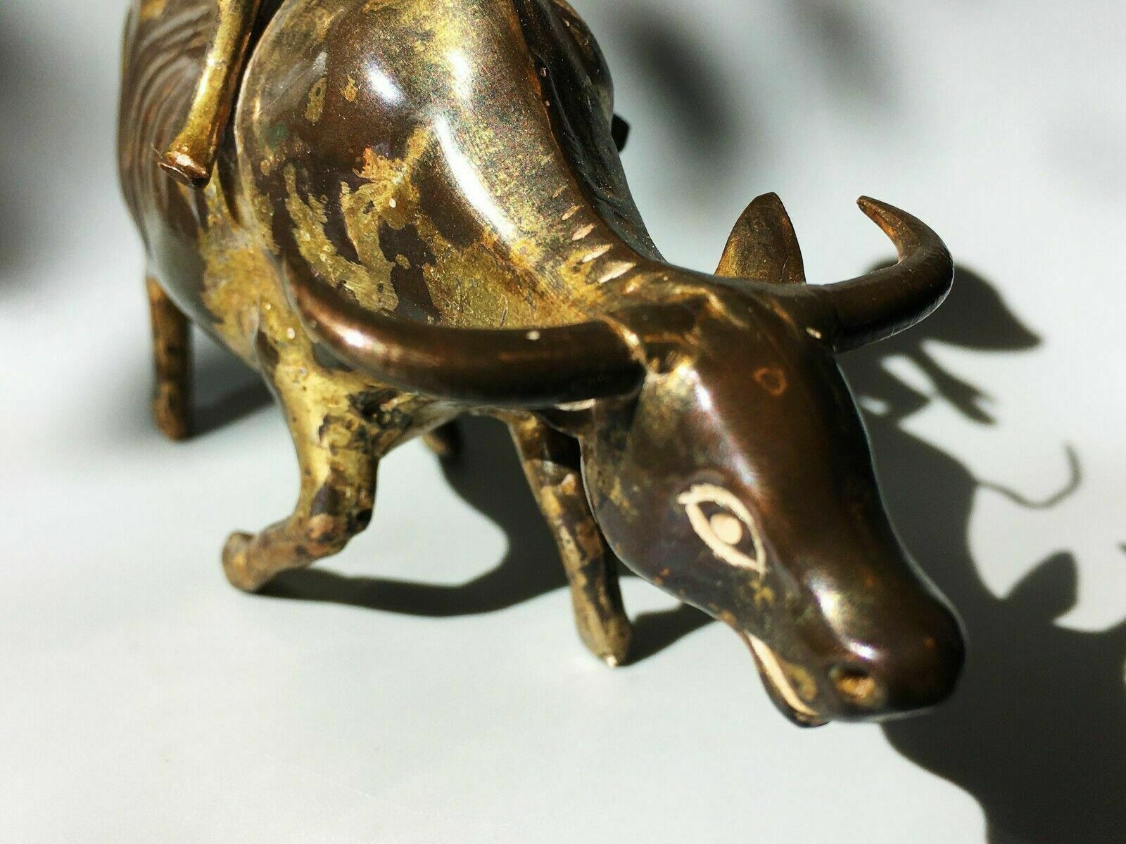 photo furniture Fine Sculpture Of A Shepherd Boy And Cow   Bronze, Copper, Gilt   Asia   19th