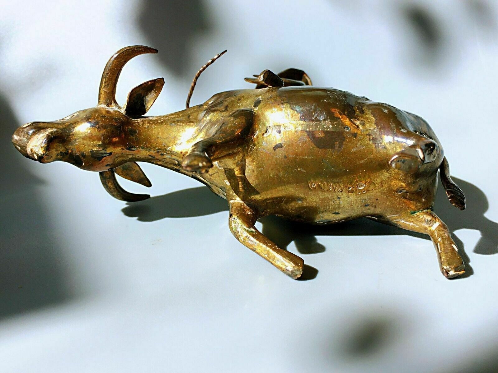 Art Fine Sculpture Of A Shepherd Boy And Cow   Bronze, Copper, Gilt   Asia   19th photo