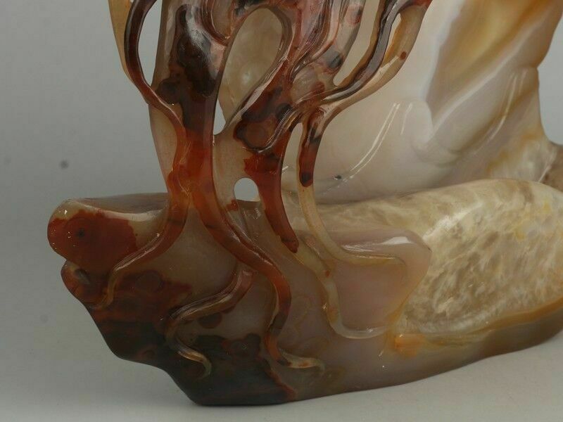 Chinese Agate/Carnelian Carving A Ginseng Bat, Antique Chinese Money Statue photo buy