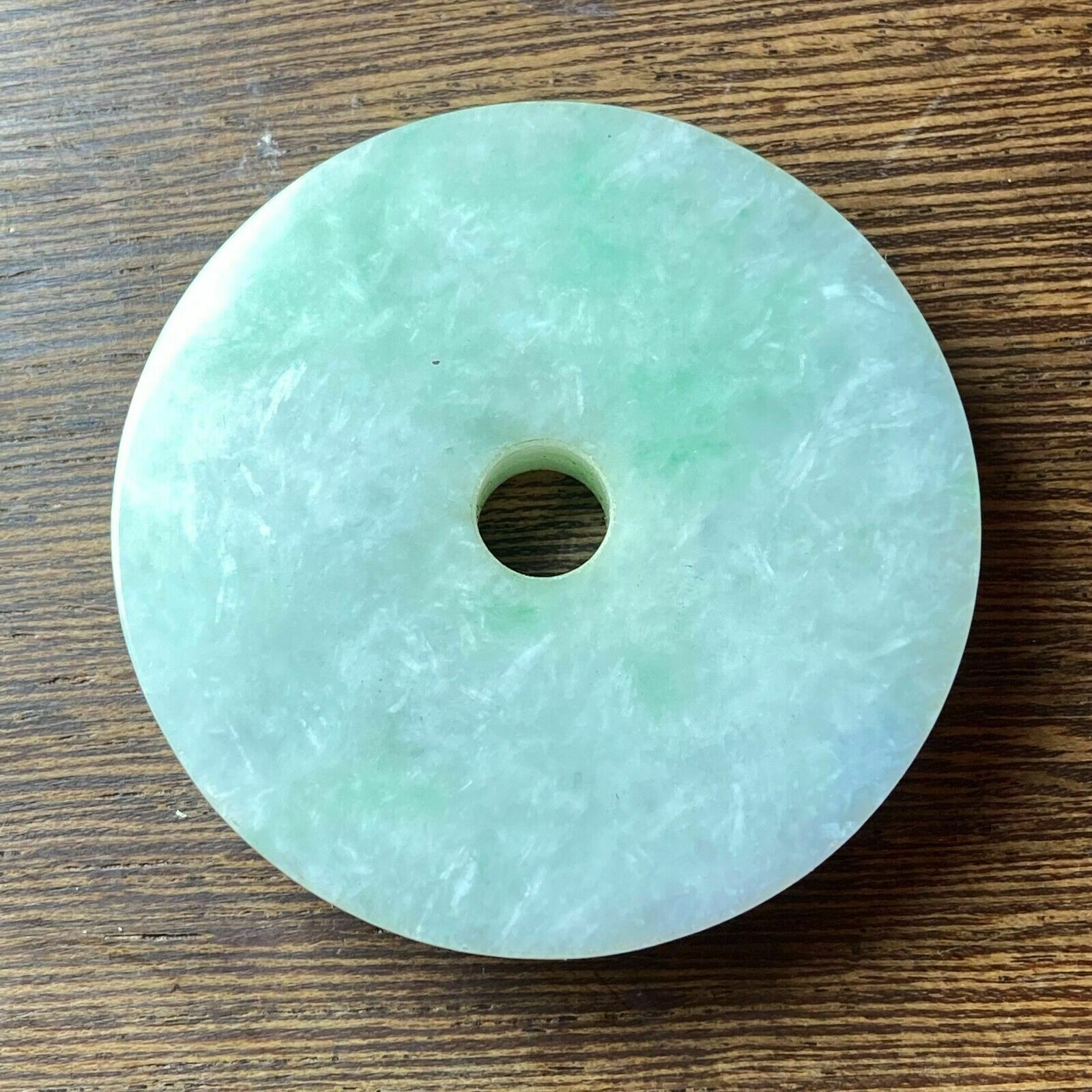 Grade A Apple Green Jadeite Jade Carved Ping An Kou photo vintage