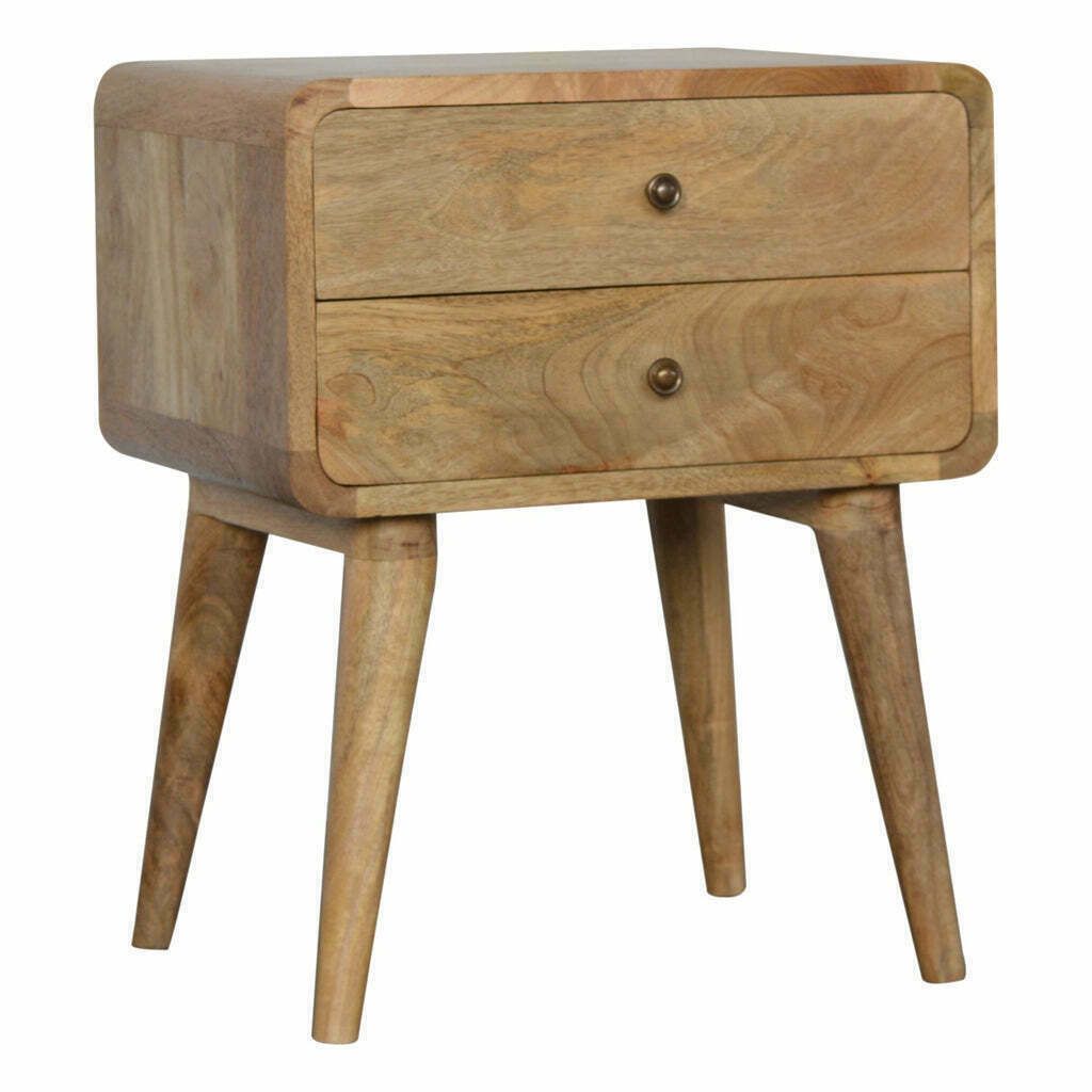 2 Drawer Curved Oak Ish Bedside photo furniture