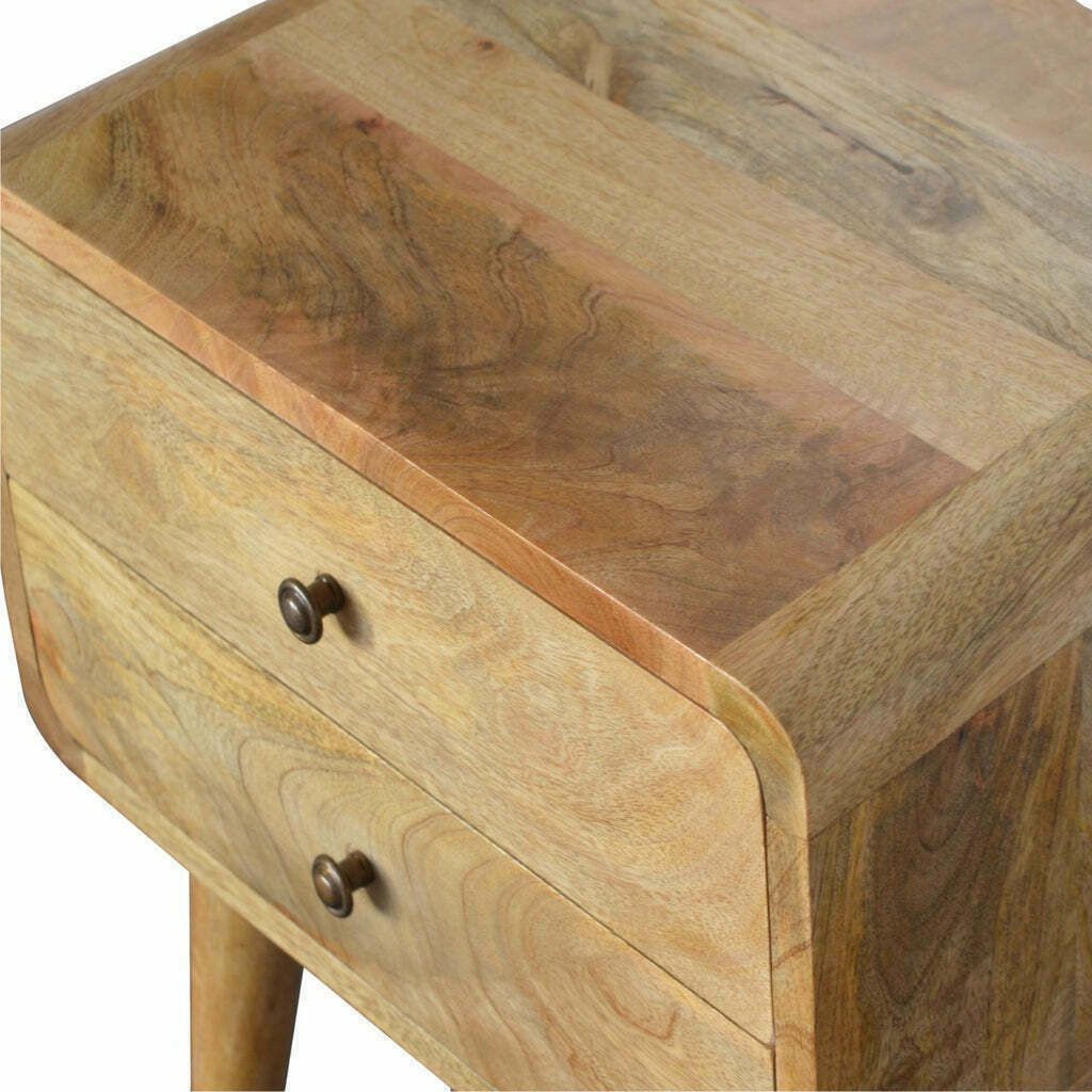 2 Drawer Curved Oak Ish Bedside photo Furniture