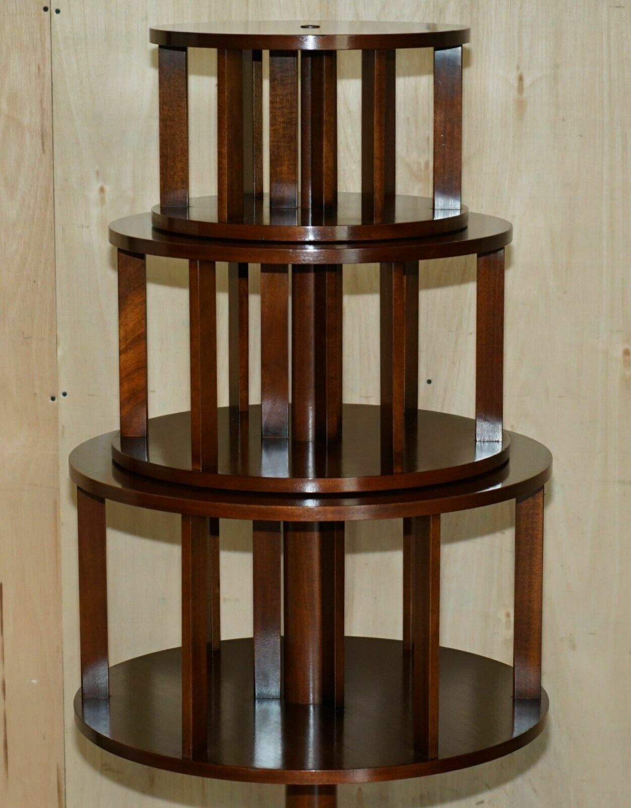 148cm Tall Restored Regency Style Revolving Mahogany Library Bookcase Table photo for sale