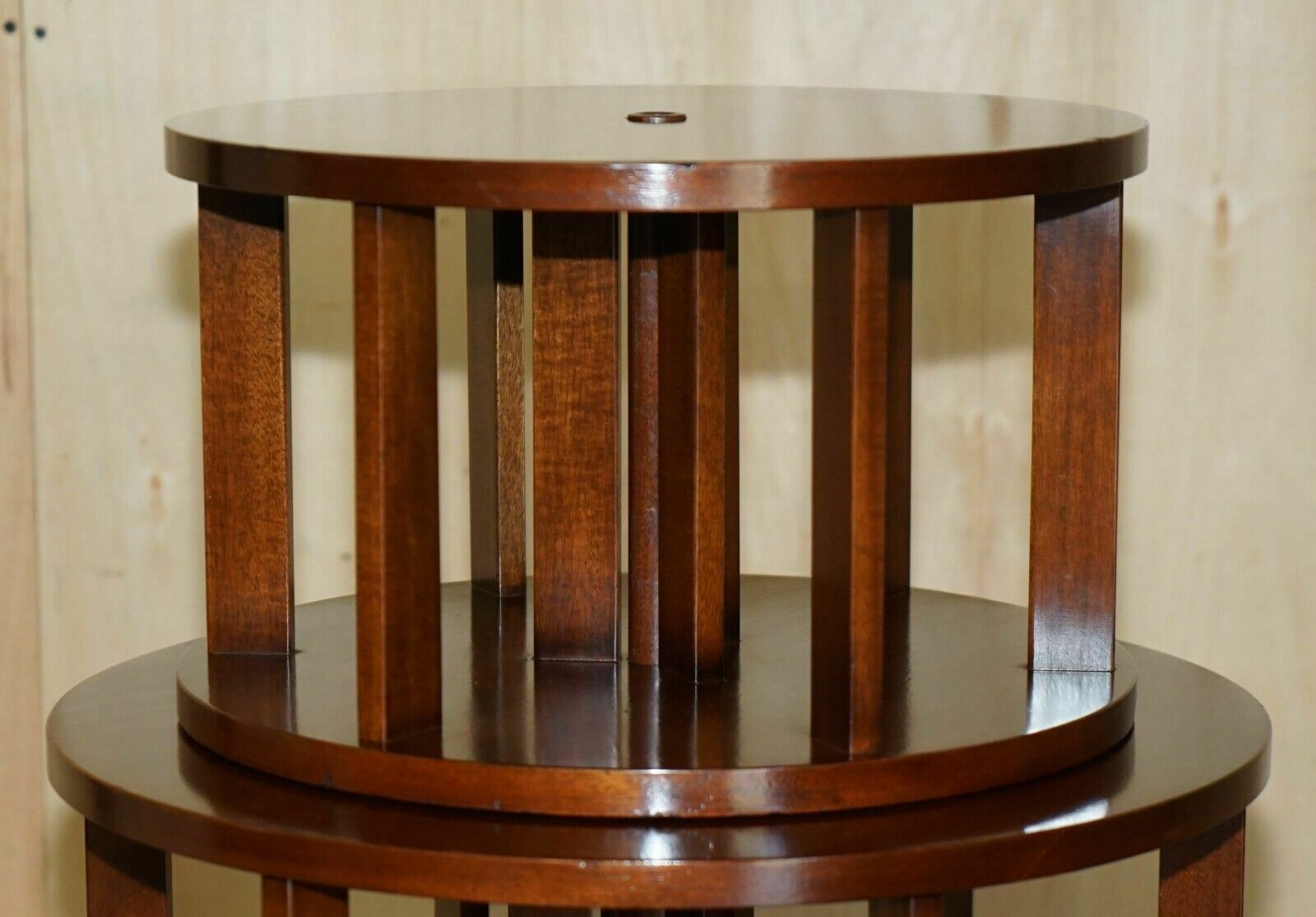 148cm Tall Restored Regency Style Revolving Mahogany Library Bookcase Table photo Furniture