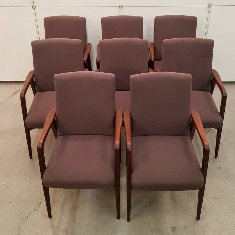 Set Van 8 Deense Teakhouten Fauteuils photo for sale