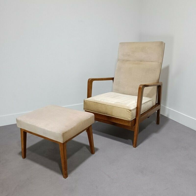 Knoll Antimot Fauteuil En Voetenbank, Jaren 1960