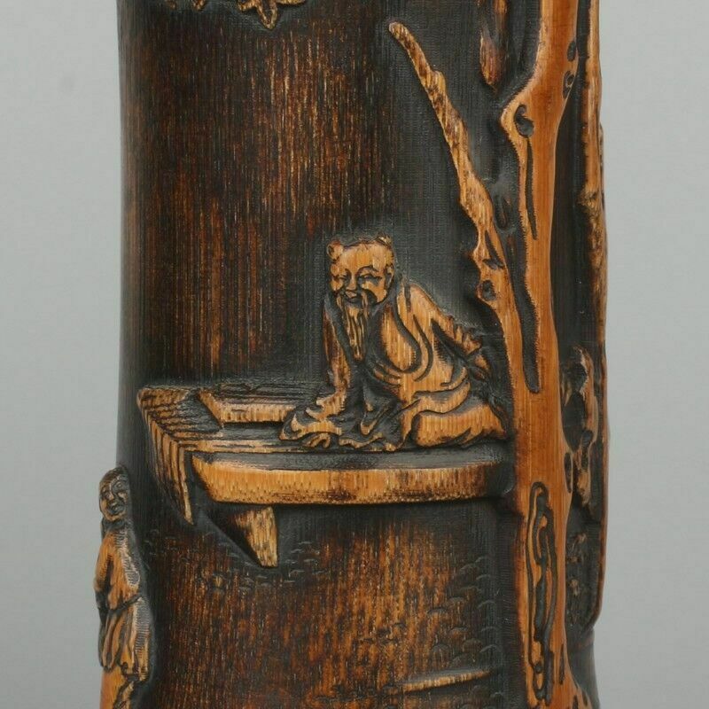 A Pair Of Chinese Bamboo Carving Brush Pen Holders    Circa 1930 1960 photo for sale