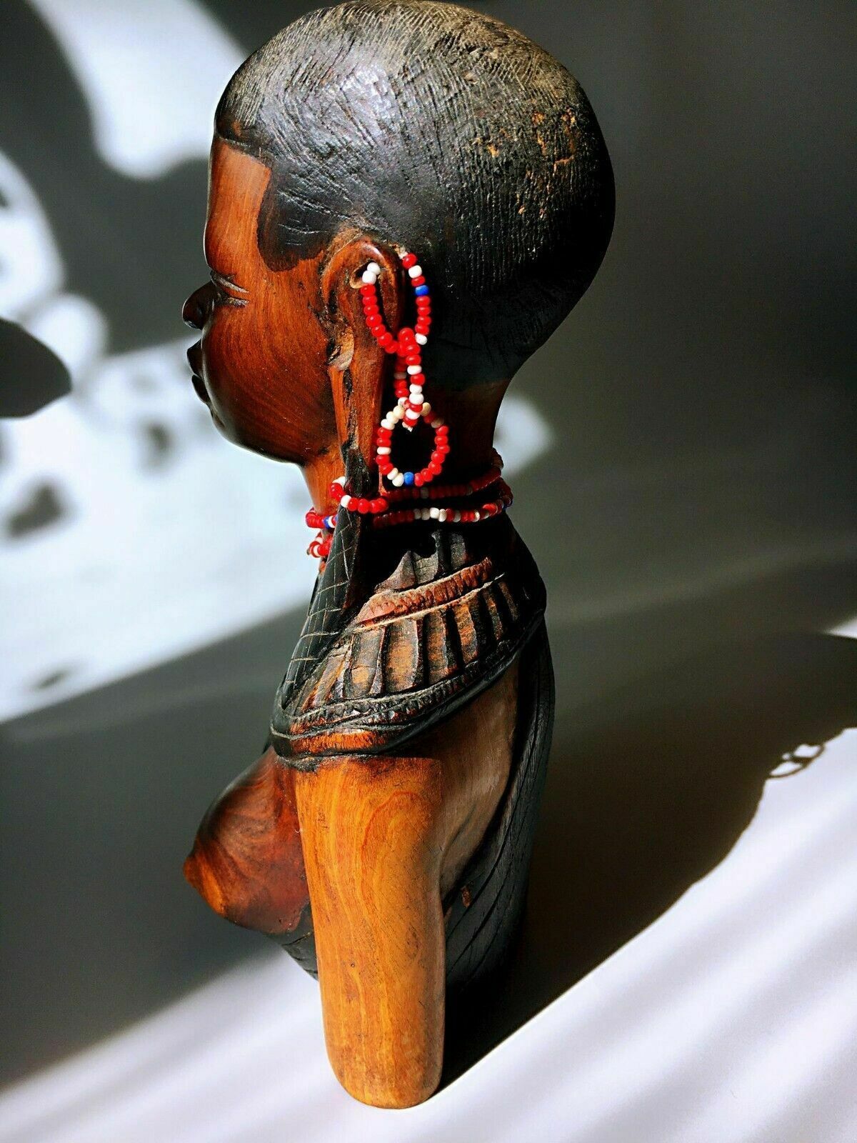 Africa Handcarved Rosewood Tribal Lady Figurine photo Home Decor