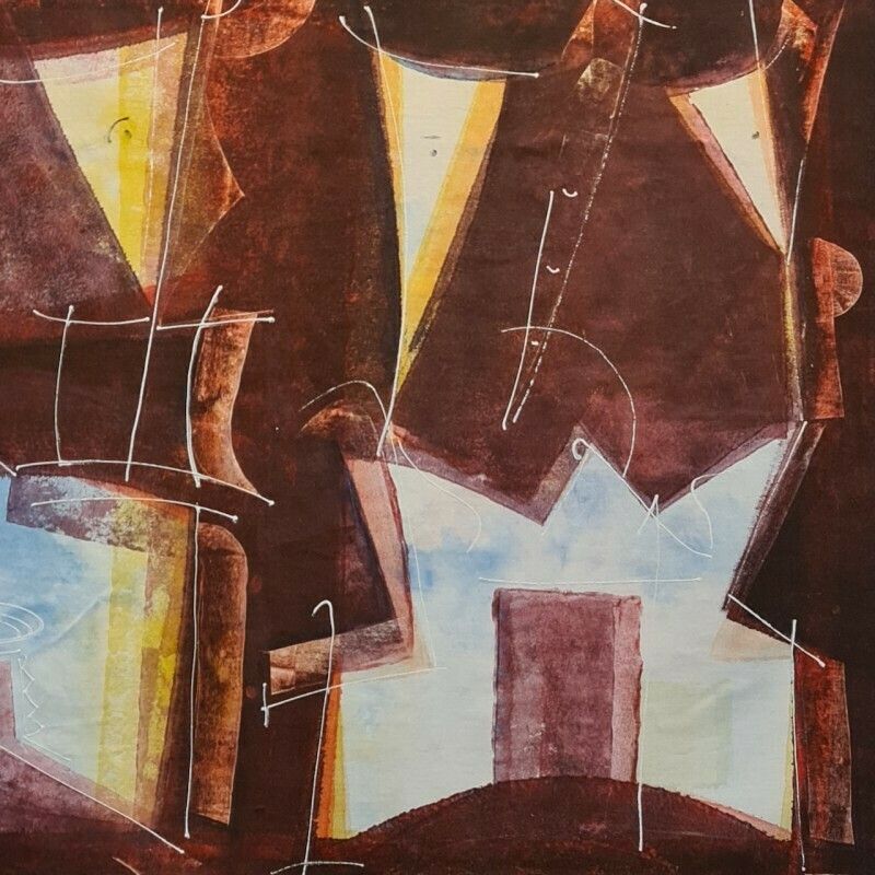 Large Modern Painting, 1980s, Vintage photo Art