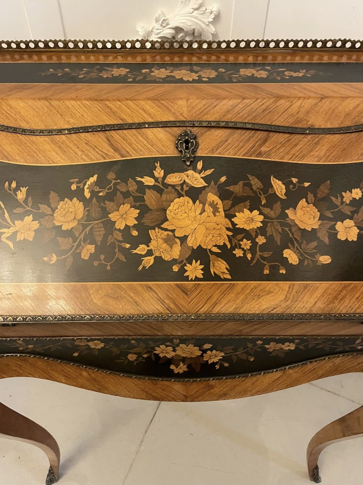 Antique 19th Century Quality Satinwood Freestanding Marquetry Inlaid French Bureau photo furniture